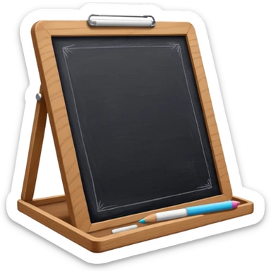 drawing board with classic wooden frame, chalk and eraser sticker