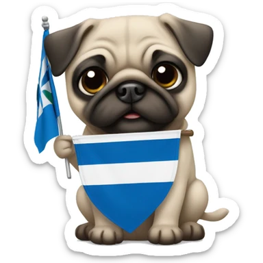 A pug holding Estonian flag  sticker