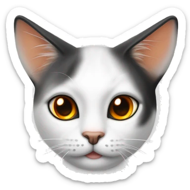 Weiße Katze mit einem schwarz und Orangen Ohr auf der rechten Seite und einem schwarz und Orangen Schwanz mit gelben Augen  sticker