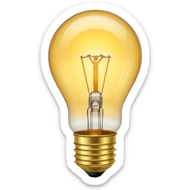 Standard incandescent light bulb with brass base and clear glass sticker