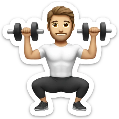 White man brown hair doing squats with weights sticker