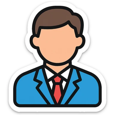 business man icon, simple and professional, colored sticker