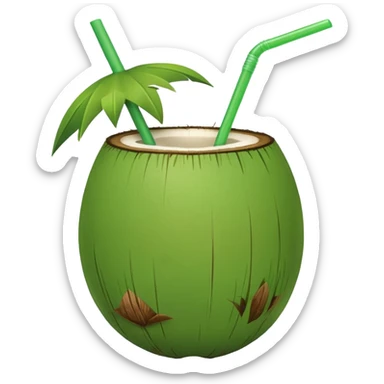 green coconut with straw sticker