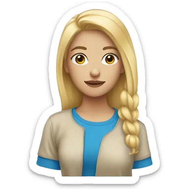 girl blonde hair blue t-sirt sticker