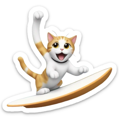 cat surfing in space sticker