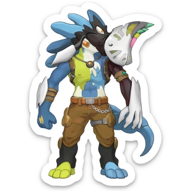  anthropomorphic tough cool Noibat-Noivern-Trico-Scyther-Nargacuga-Litten-Hybrid sticker