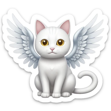 white cat with wings sticker