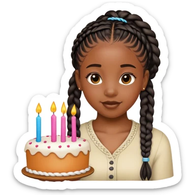 19th birthday black girl with braids sticker
