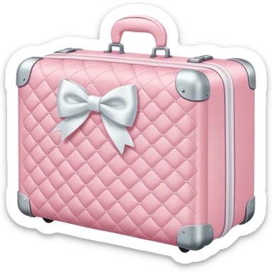 baby pink quilted luggage with white bow  sticker