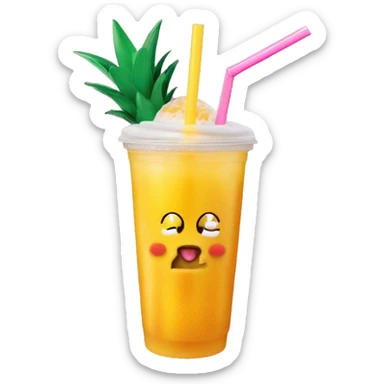 Dunkin donuts mango pineapple drink refresher with straw sticker