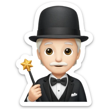 67 kid with a bowtie, a fancy hat and a wand sticker