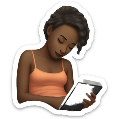 Girl in bed with kindle sticker