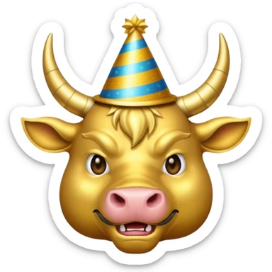 Angry New Year's Eve Dressed Golden Bull Emoji sticker