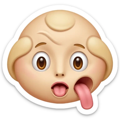 face with rolled up eyes, tongue hanging out, flushed, breathing out hot airs sticker