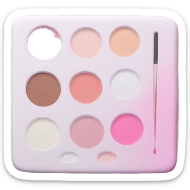 White makeup palette with pink eyeshadow sticker