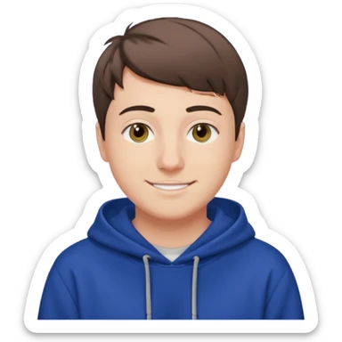 Draw MrBeast in casual hoodie with short hair, french cut  & friendly smile. sticker