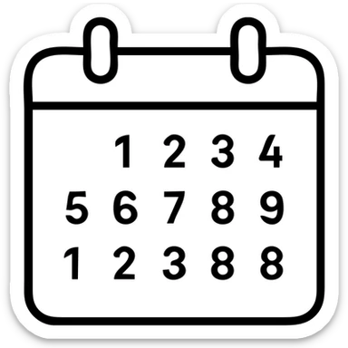 Simple calendar icon with date numbers visible sticker