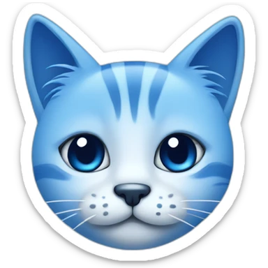 Blue simplistic sketch of a cute cat face sticker