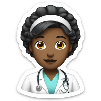 nurse black hair sticker