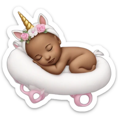 Sleeping Newborn with unicorn headband sticker