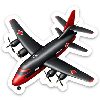 Bomber plane black and red sticker