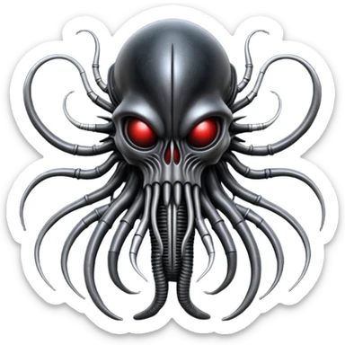 organic black wires merging into a monstrous creature, Giger-esque sticker