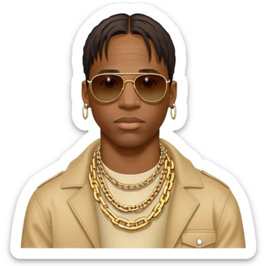 Travis Scott emoji with sunglasses and chain sticker