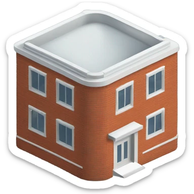 isometric curved redbrick single story meeting hall sticker