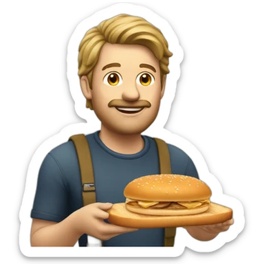 a dutch man eating frikandelbroodje sticker