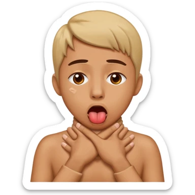 criss cross hands around throat choking self emoji tongue out sticker