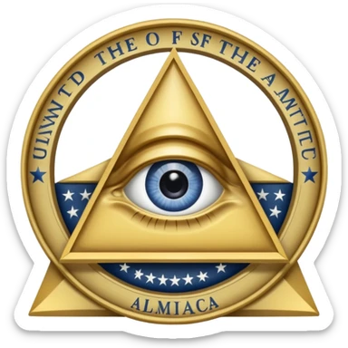 Great seal of the United States of America, the eye into triangle, illuminati symbol sticker