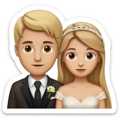 Dirty blonde groom and brown hair bride sticker