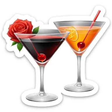 🍸+🍹🖤+🌹 (the liquid is black)  sticker