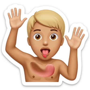 tongue out with hands diving to the wide  sticker