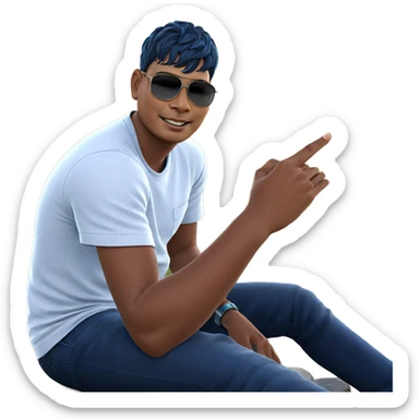 smiling boy outdoors in denim sticker