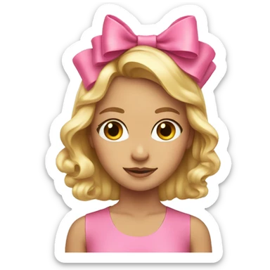 Pink bow on blonde girl sticker