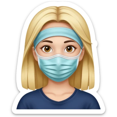Una chica con mascarilla en la cara  sticker