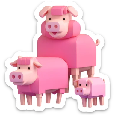 Minecraft style sheep and a blocky pig friend together sticker