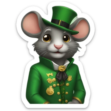 raton con sombre de san patricio sticker