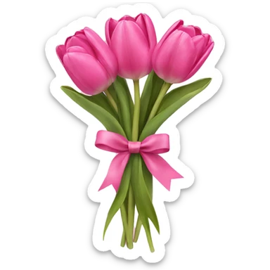 Pink tulips with a bow sticker