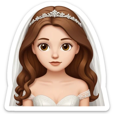 White girl with long brown hair in wedding dress sticker