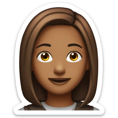 serena joy. Happy face. Middle parting Reddish brown layered bob hairstyle. Straight hair. Brown eyes. Dark brown skin sticker