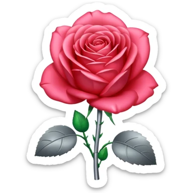 gray metal chrome rose, without green leaves, just flower sticker