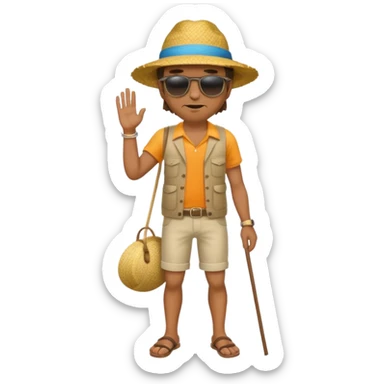 full body man with strow hat sticker
