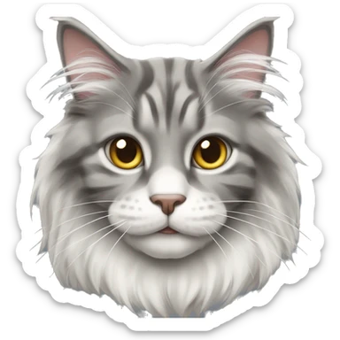 A gray-and-white Maine Coon cat  sticker