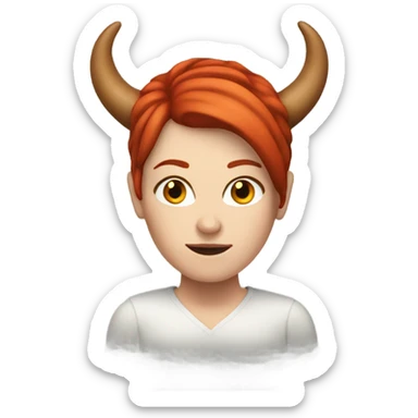  A White woman with red hair and black horns sticker