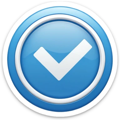 a small, round blue badge with a white check mark in the center, similar in style to the verification badge seen on social media sticker