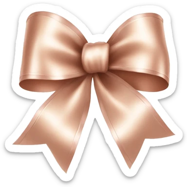 Realistic isolated rose gold ribbon bow with edges of the bow lined with white fur. sticker