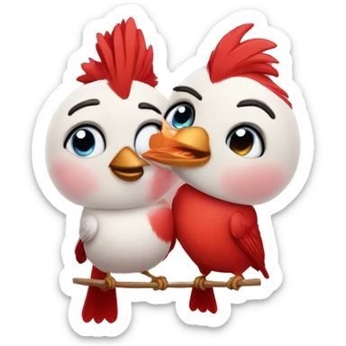 Two cardinals in love with passionate rosy cheeks sticker