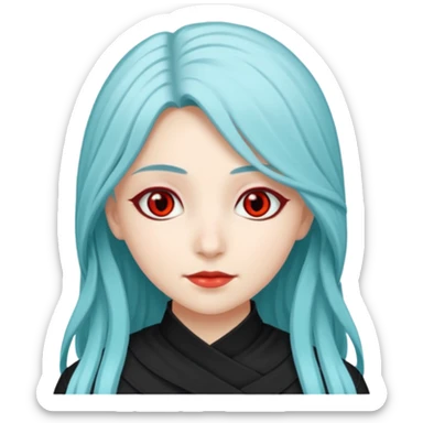 Long Cyan Haired Light Red Eyes White Skin Arabic American Girl Named Zackie Hatzune Kubota sticker